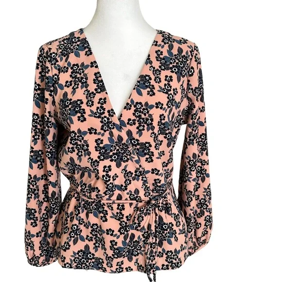 J. Crew Women’s V-Neck Long Sleeve Peplum Blouse Pink Size 6 - Picture 11 of 15